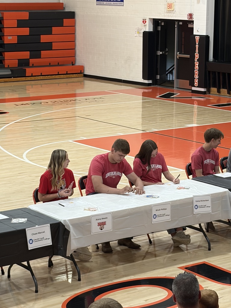 Pictures of students at senior signing day.