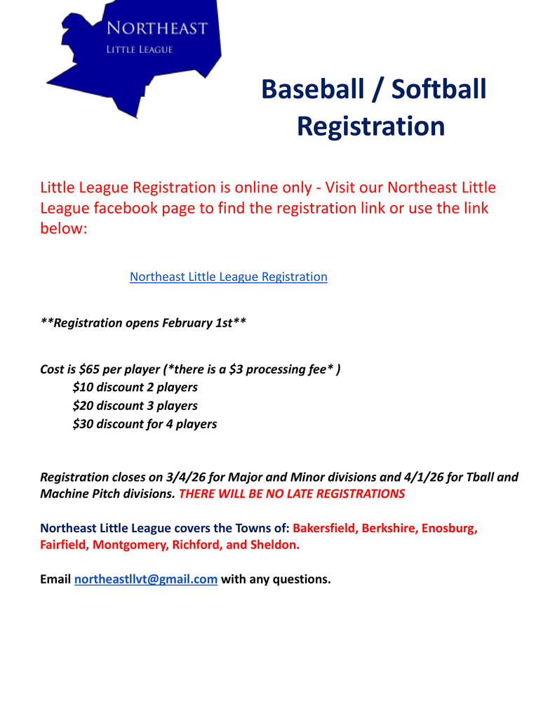 Little League registration opens 2/1