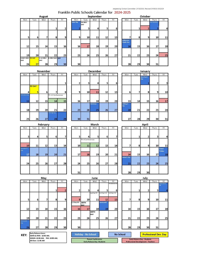 2024-25 Revised Calendar