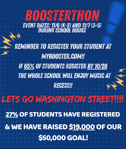 Image is a remind to register students at mybooster.com!