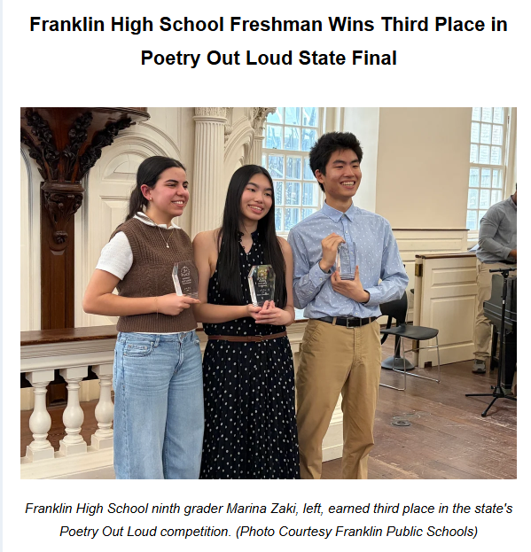 FHS Freshmen places 3rd in Poetry Out Loud State Final