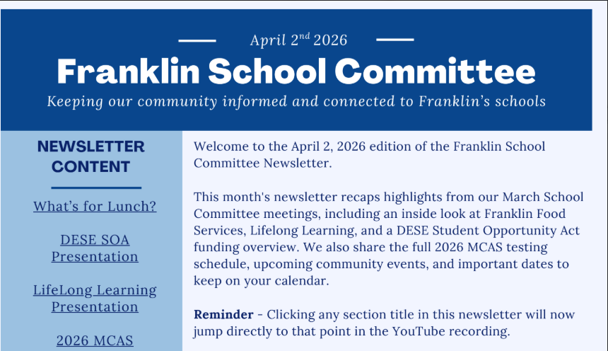 School Committee Newsletter - April 2026