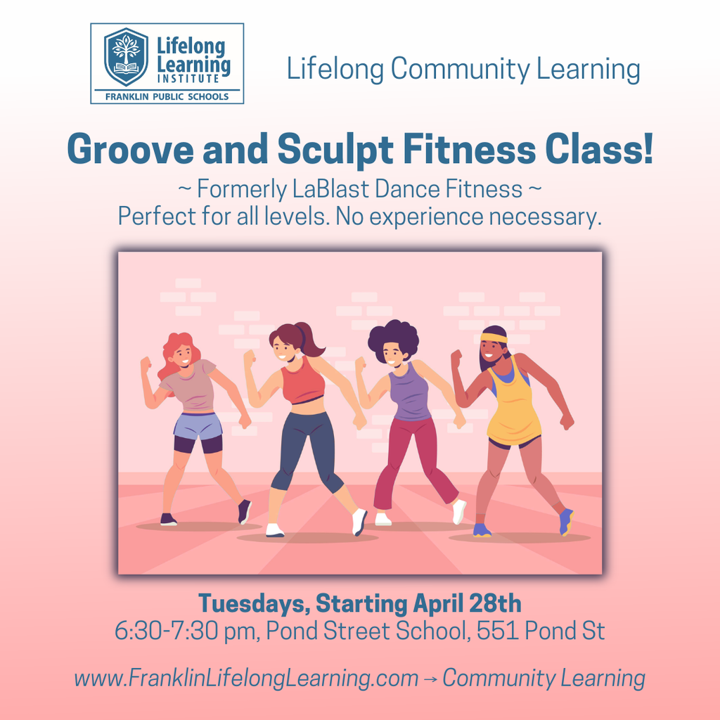 Dance fitness class, Tuesday starting April 28th. Go to bit.ly/3ROow7h for more info.