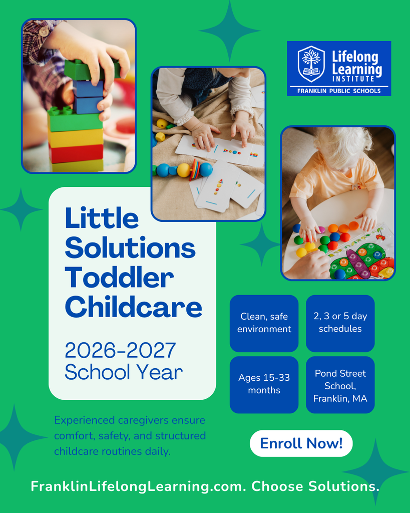 Little Solutions Toddler Childcare for 2026-2027. Go to FranklinLifelongLearning.com and choose Solutions.