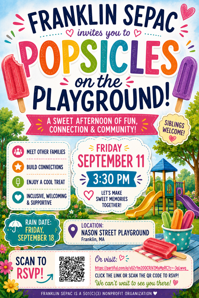 Popsicles on the Playground September 11th at 3:30. RSVP at FranklinSepac@gmail.com
