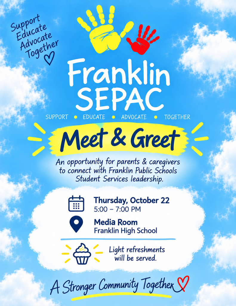 Franklin SEAC Meet & Greet October 22nd from 5 to 7 PM at the Media Center at Franklin High School