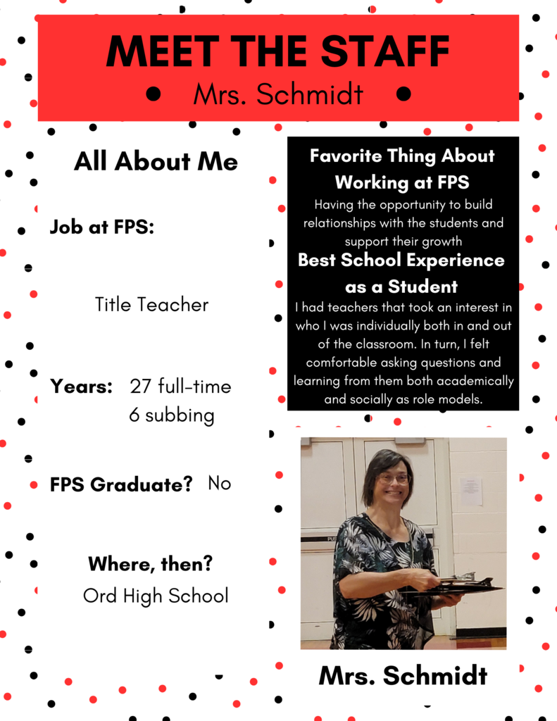 Meet the Staff! Mrs. Schmidt