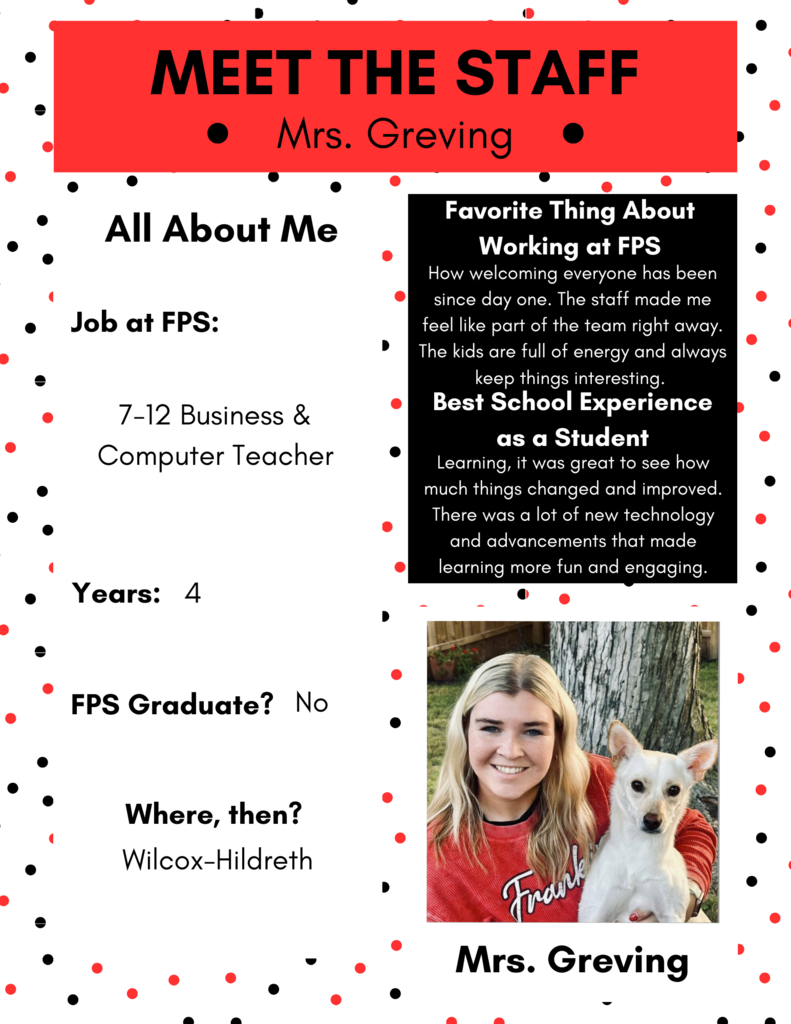 Meet the Staff! Mrs. Greving