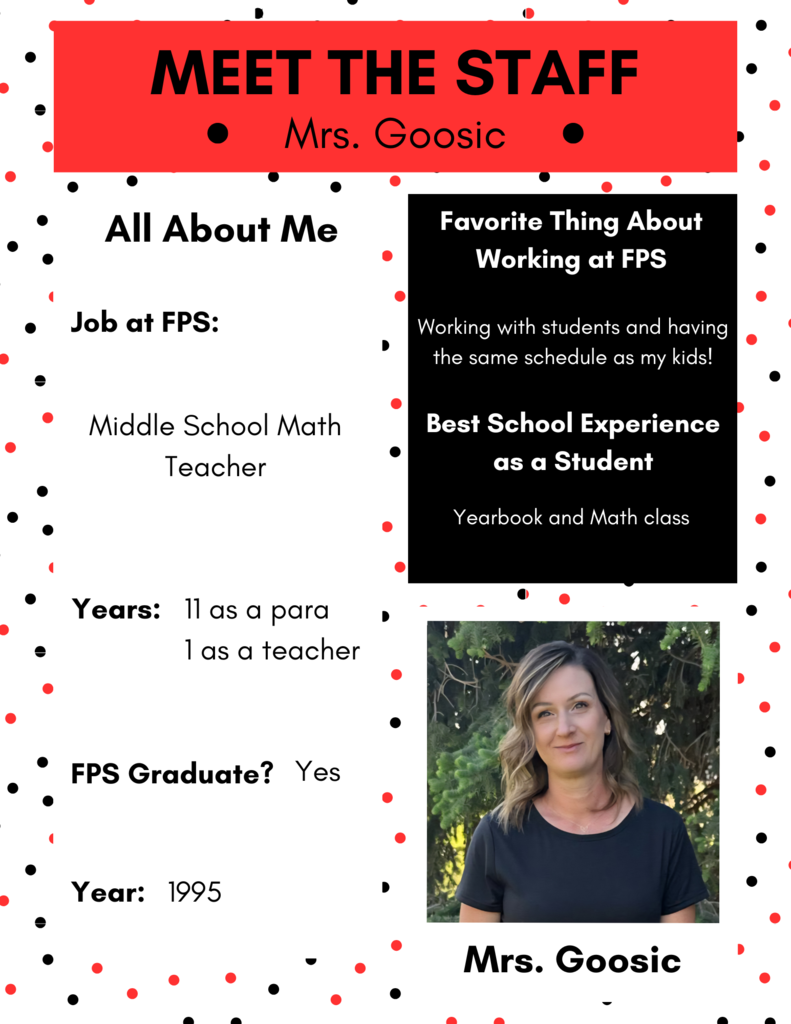 Meet the Staff! Mrs. Goosic