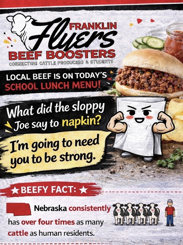 Poster showing School Lunch menu which is Sloppy Joes today.