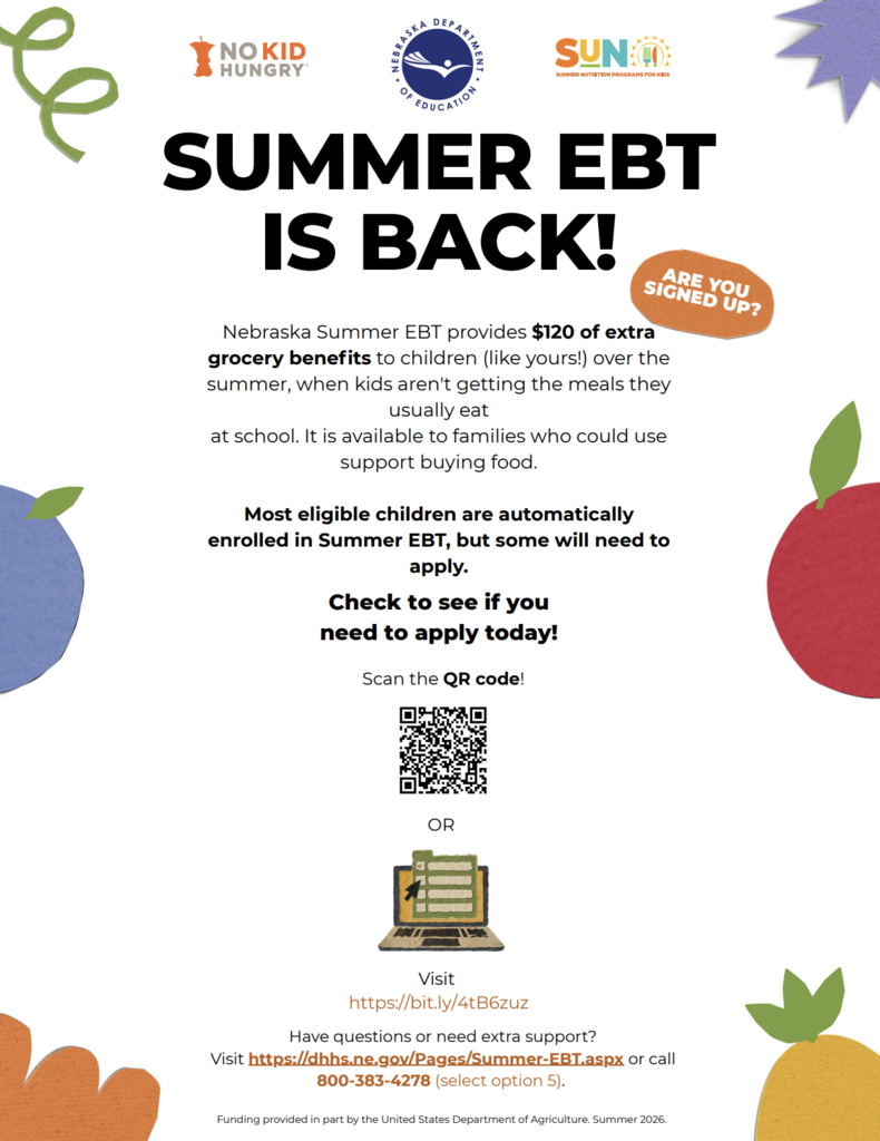 Summer EBT Information and Sign up available for Flyer Families.  