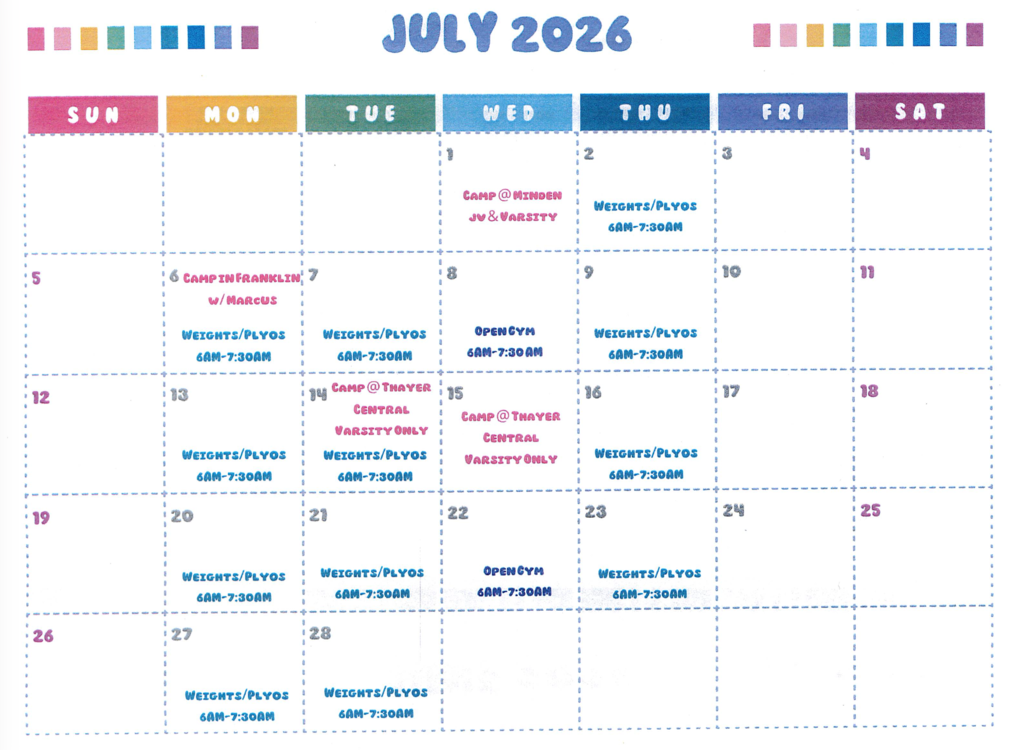July Summer Volleyball Schedule