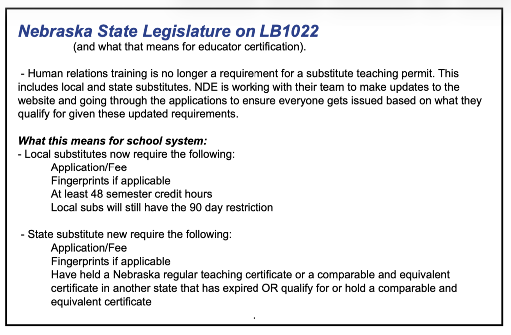 Information on qualifications to be a substitute teacher
