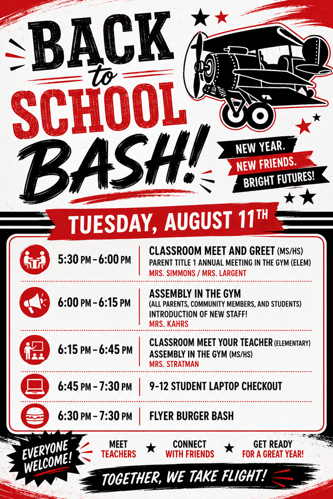 Flyer showing events and schedule for the 2026-2027 Back to School Bash