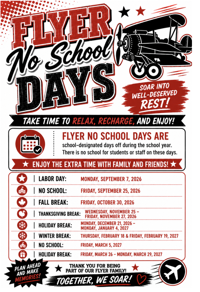 Flyer showing FPS vacation days for students and staff