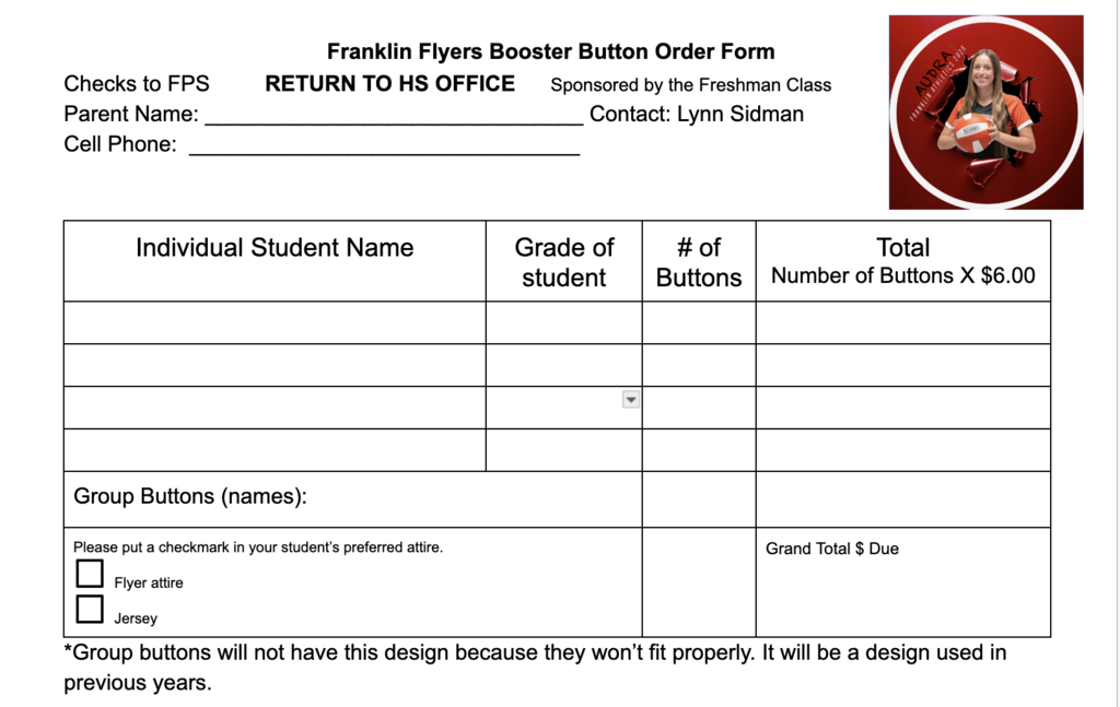 Order form for Flyer Booster Buttons