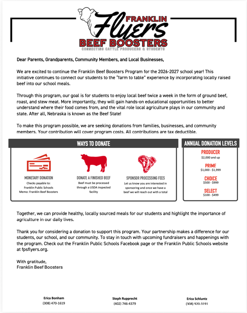 Franklin Beef Boosters Flyer