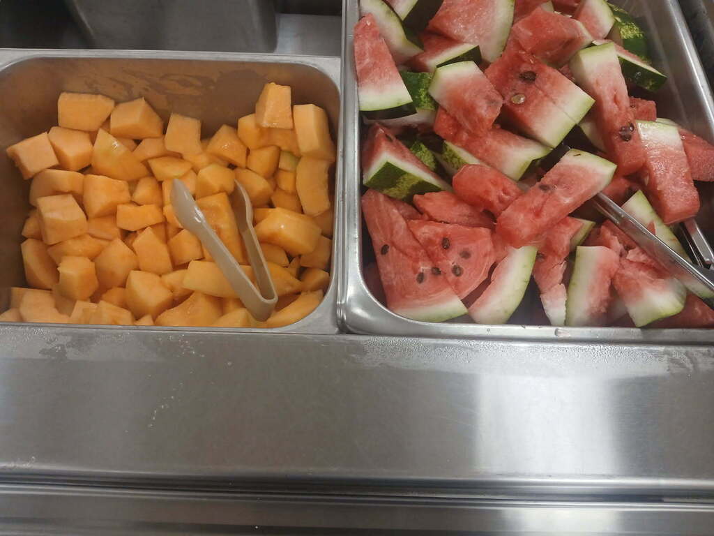 Picture of local fresh cantaloupe and watermelon for todays lunch