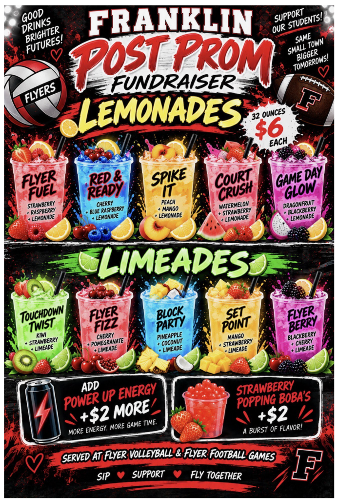 Flyer for Post Prom, advertising Lemonades