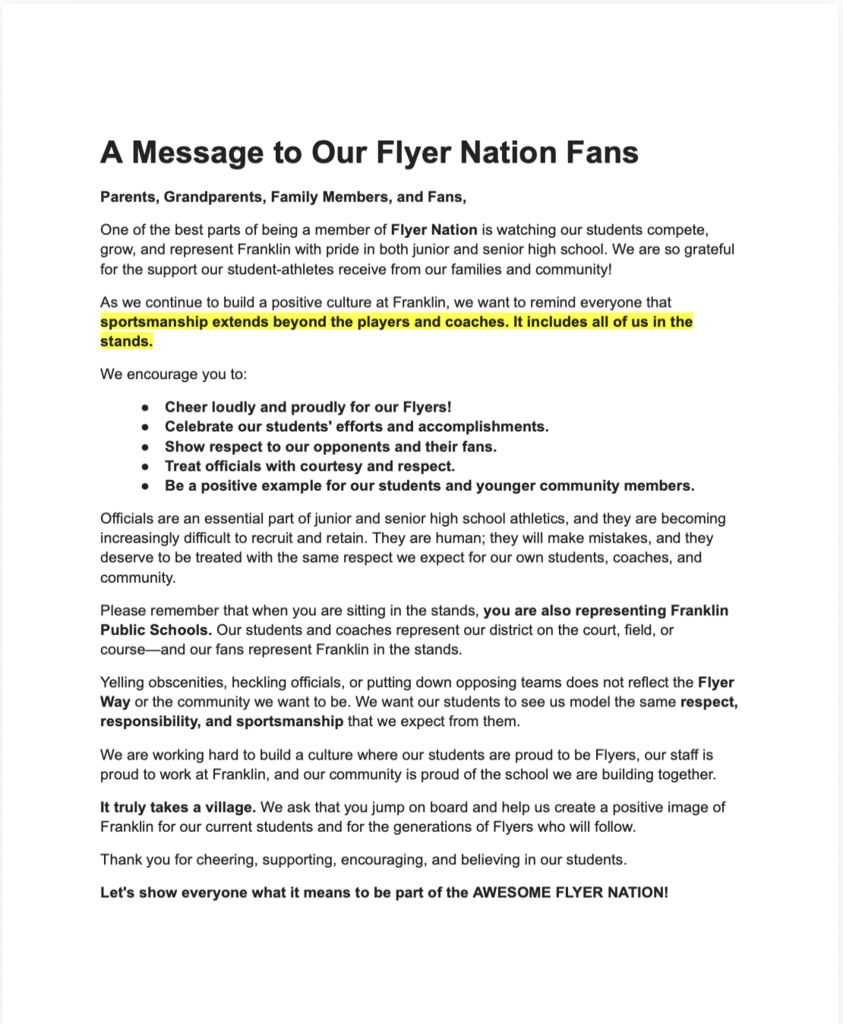 A message to our Flyer Nation Fans
