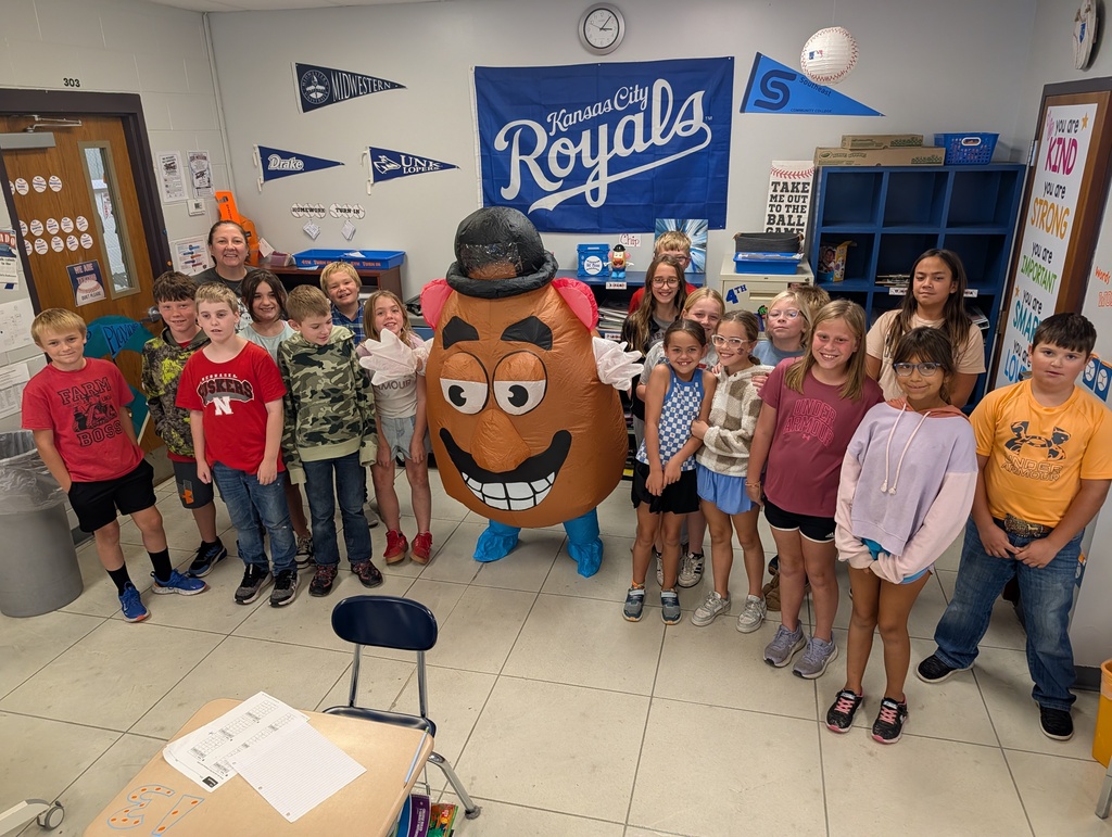 4th grade celebrating with Mr. Potato Head