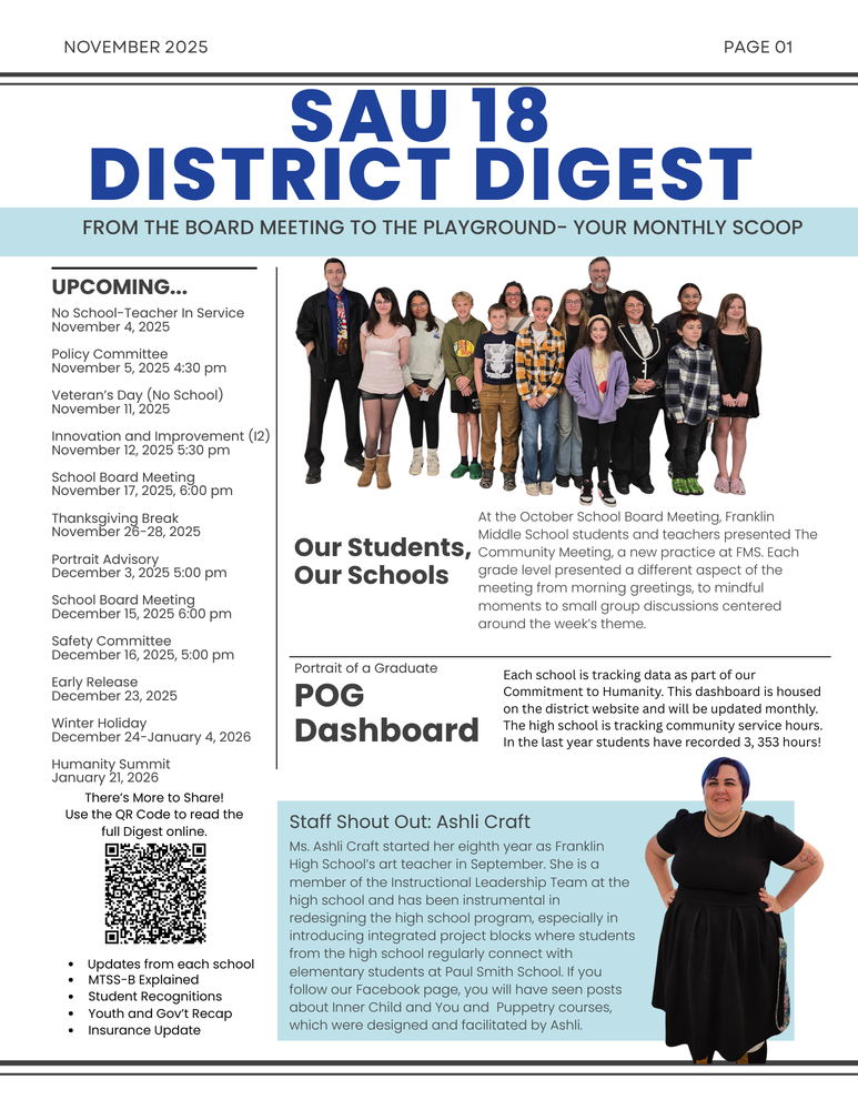 Front Page of the District Digest