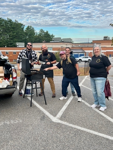 IMG_8012 FMS Teachers enjoying the Fist Day of School Tailgate Breakfast 