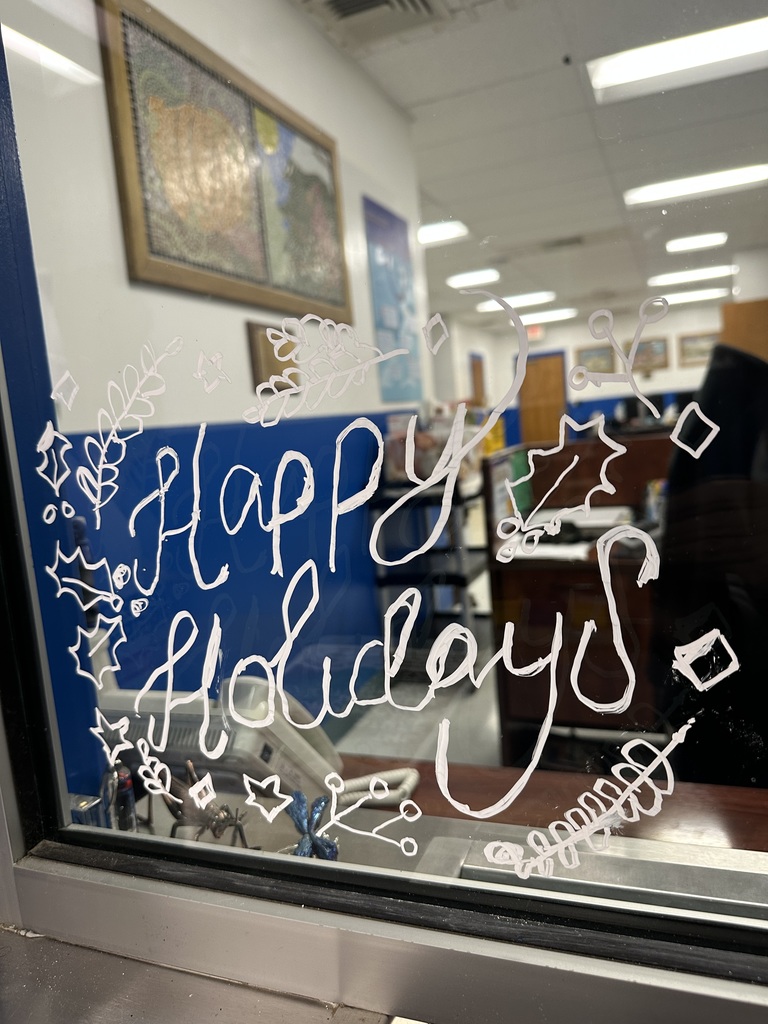 Winter landscape drawn on the windows by students