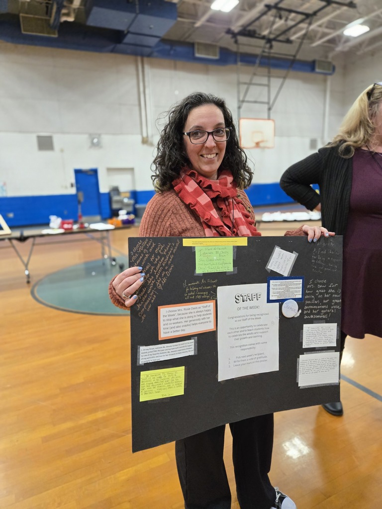 Mrs. Vandell accepting Staff of the Week