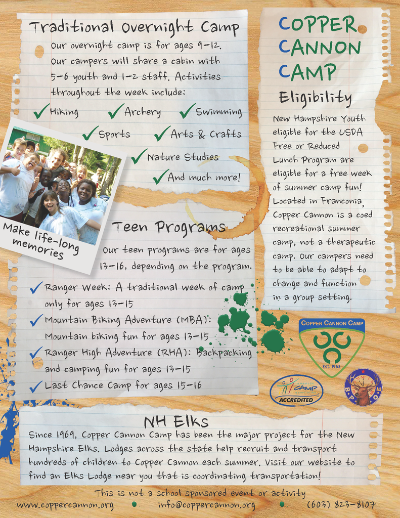 Copper Cannon Camp Eligibility