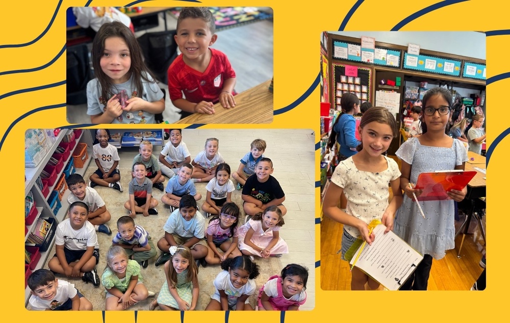 Collage of students during their first week back.