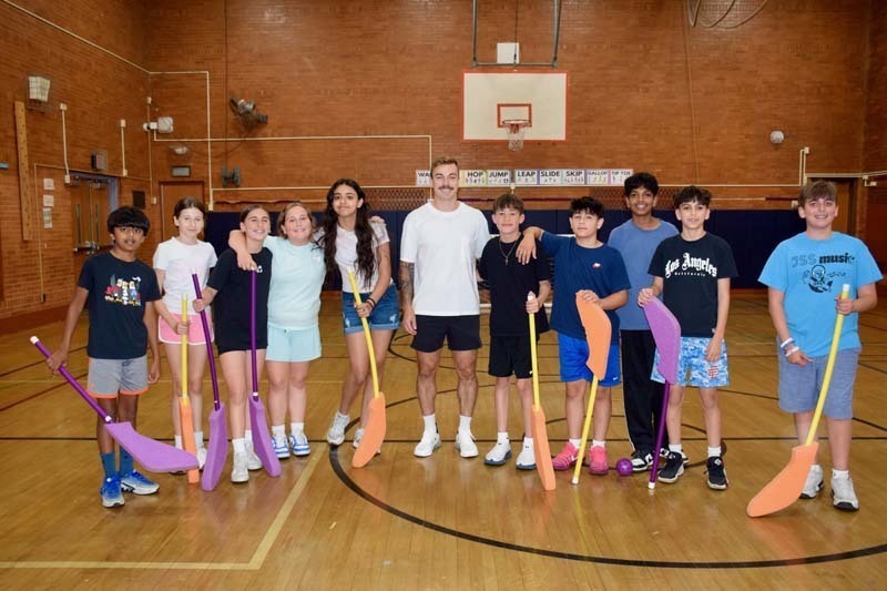 To celebrate the culmination of their floor hockey unit in physical education, John Street School sixth graders received a special surprise when New York Islanders player Jean-Gabriel Pageau visited their school on June 3.