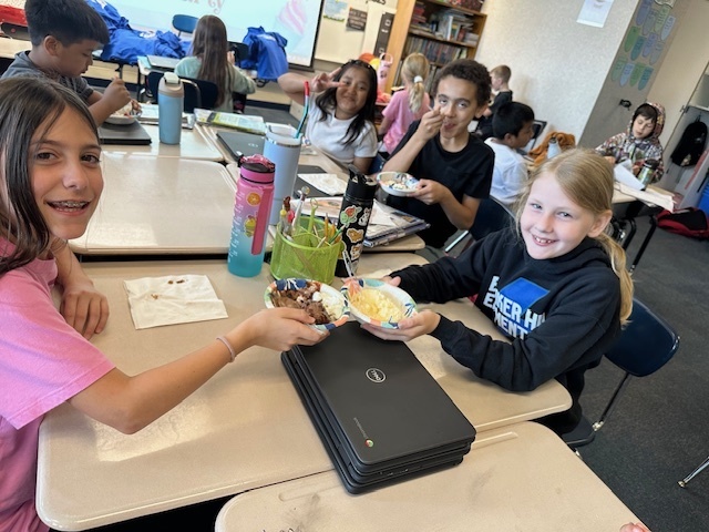 Students enjoying their ice cream