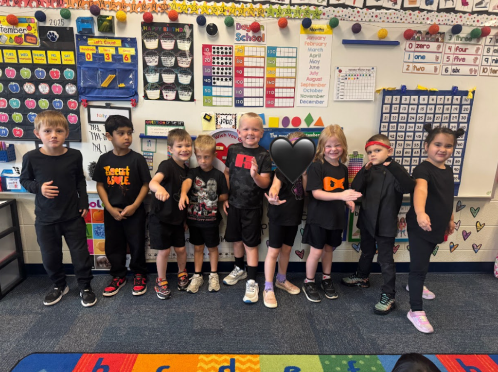 Students dressed as ninjas for spirit week