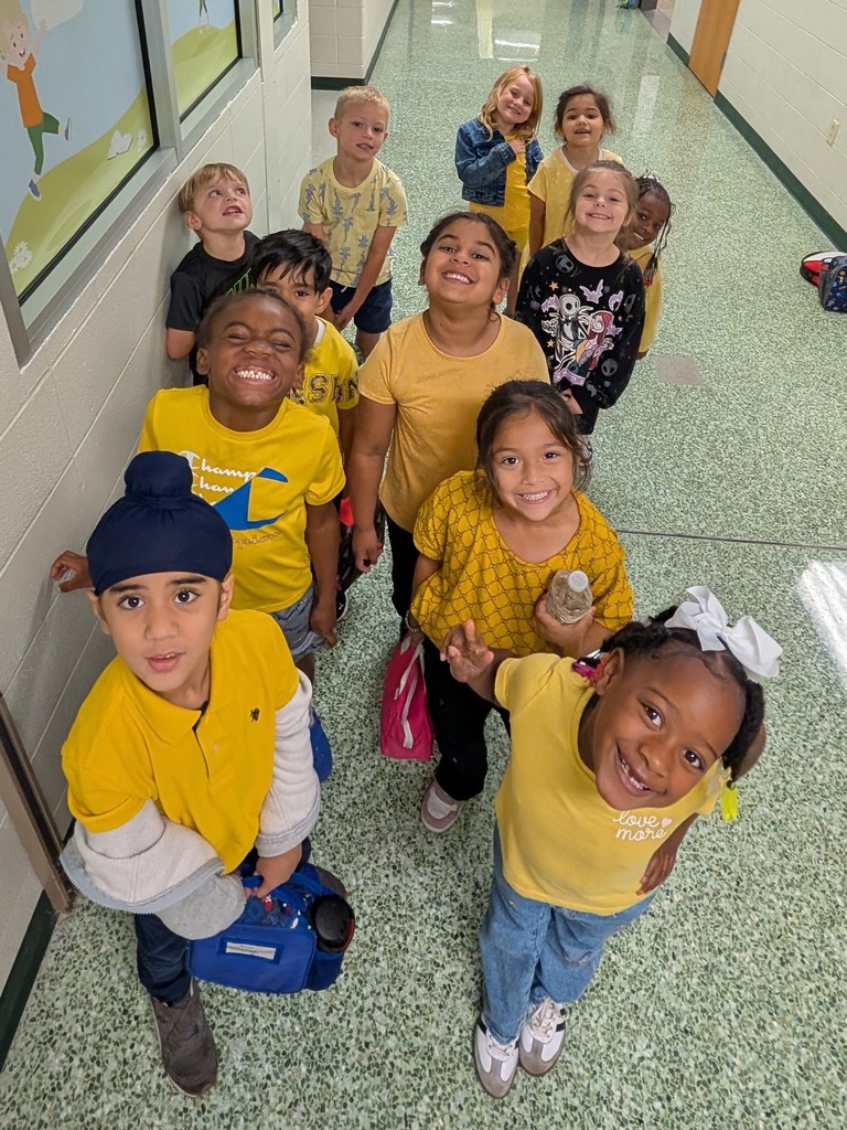 Students celebrating homecoming week with YELLOW energy Homecoming Spirit!