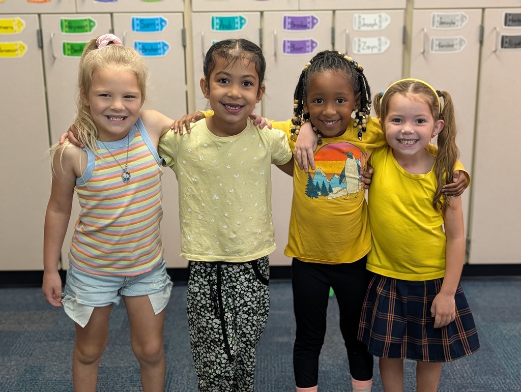 Students celebrating homecoming week with YELLOW energy Homecoming Spirit!