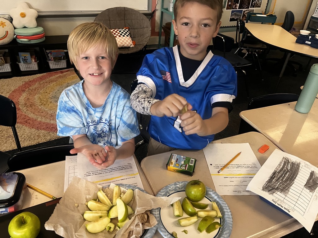 2nd grade students doing apple math
