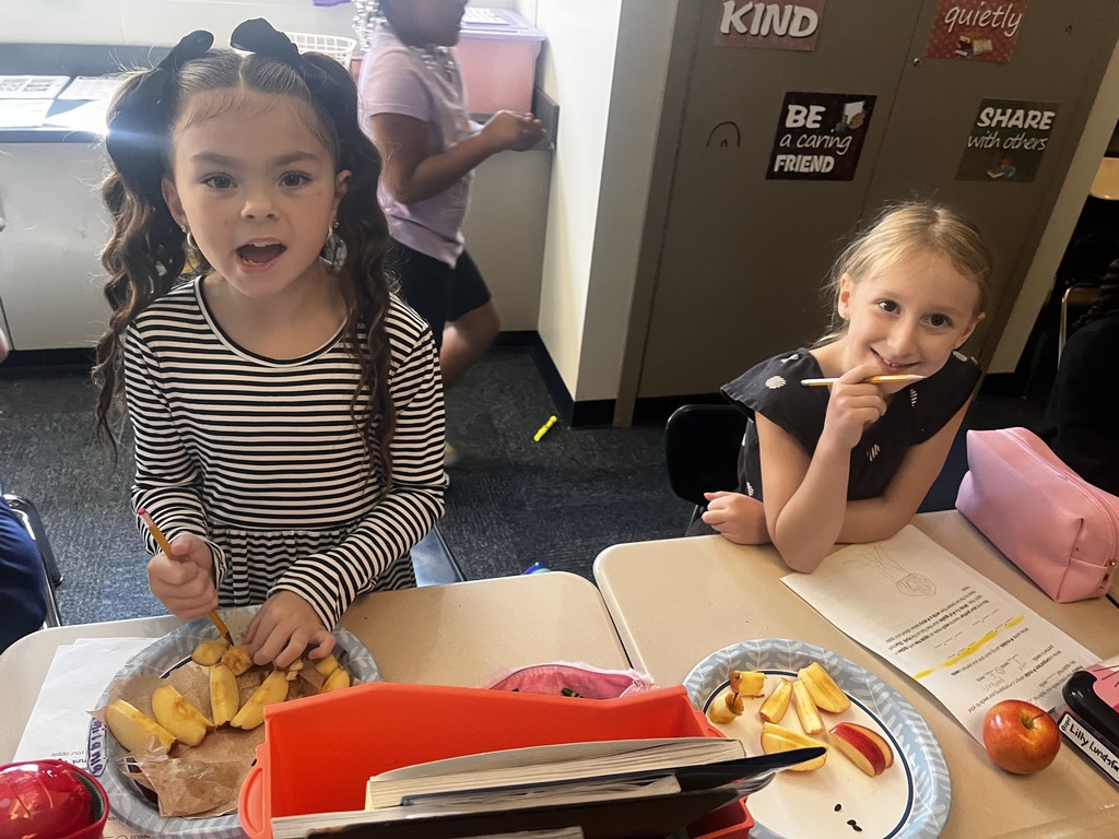 2nd grade students doing apple math