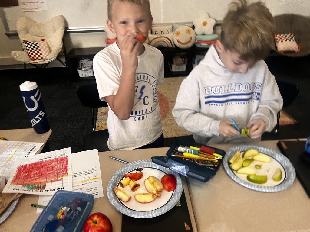 2nd grade students doing apple math