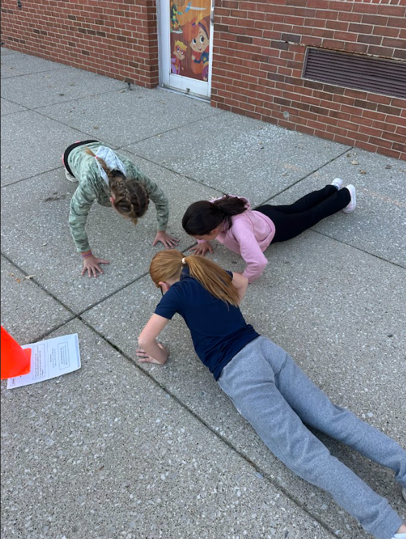 Girls doing push ups