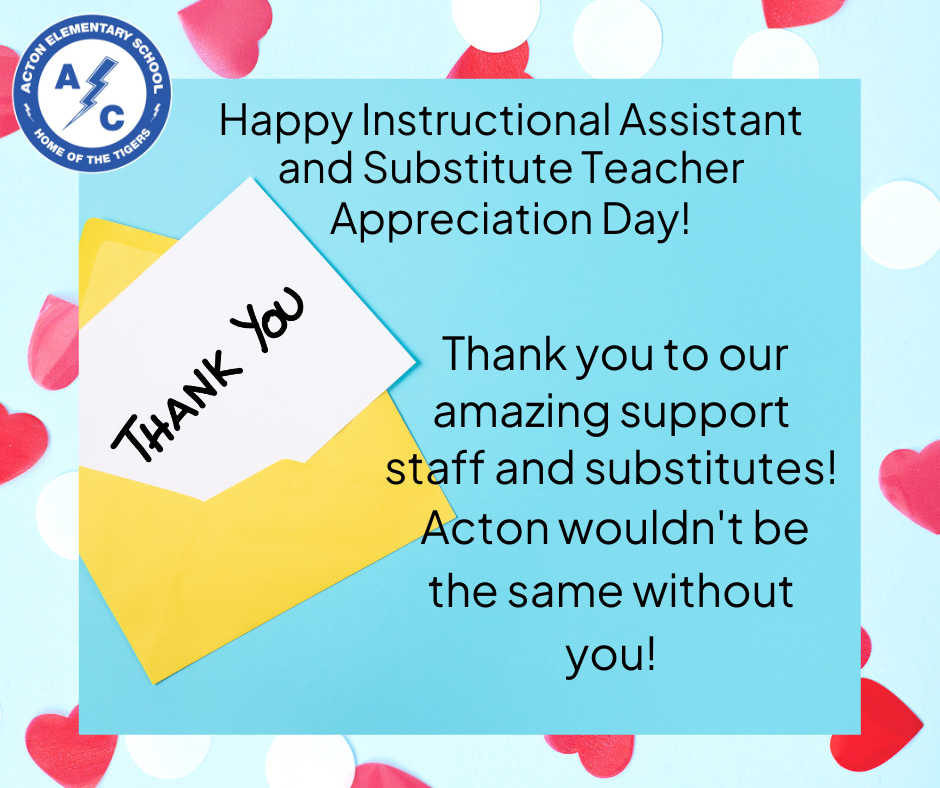 Happy Instructional Assistant and Substitute Teacher Appreciaton Day!