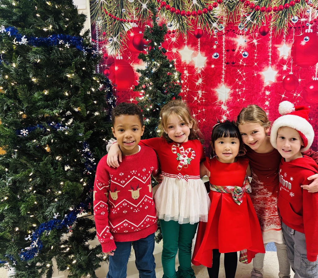 Kindergarten students dressed up for their holiday program