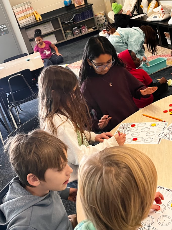 students working together on math