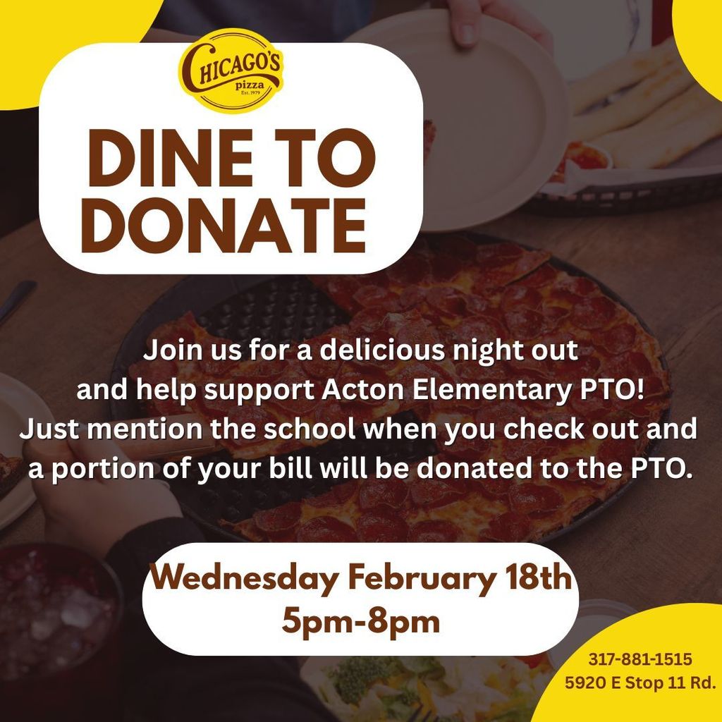 Dine to Donate at Chicago's Pizza Feburary 18th from 5pm - 8pm