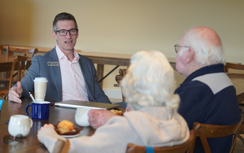 Superintendent coffee chat with a group of people