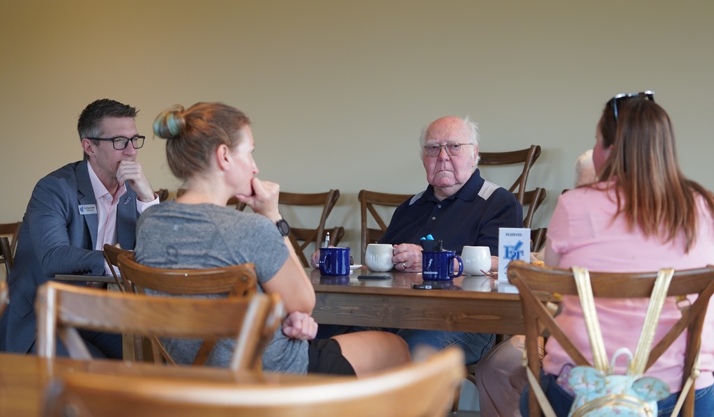 Superintendent coffee chat with a group of people