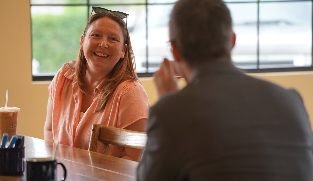 Superintendent coffee chat with a group of people