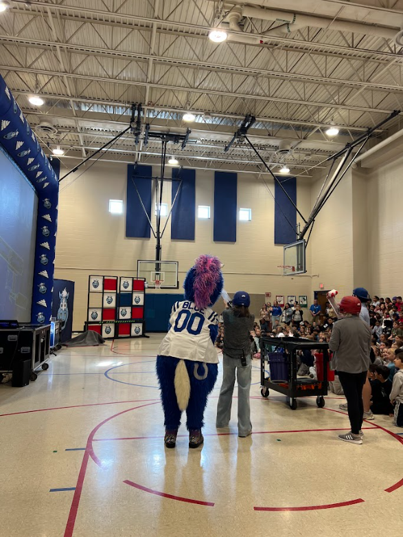 Blue from the Indianapolis Colts putting on a convo for our students