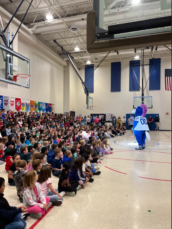 Blue from the Indianapolis Colts putting on a convo for our students