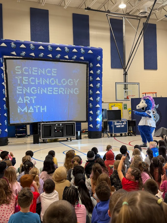 Blue from the Indianapolis Colts putting on a convo for our students